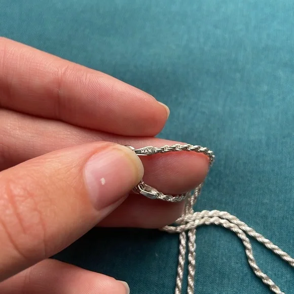 Italian 925 sterling silver cross necklace w/ stones & see-through center